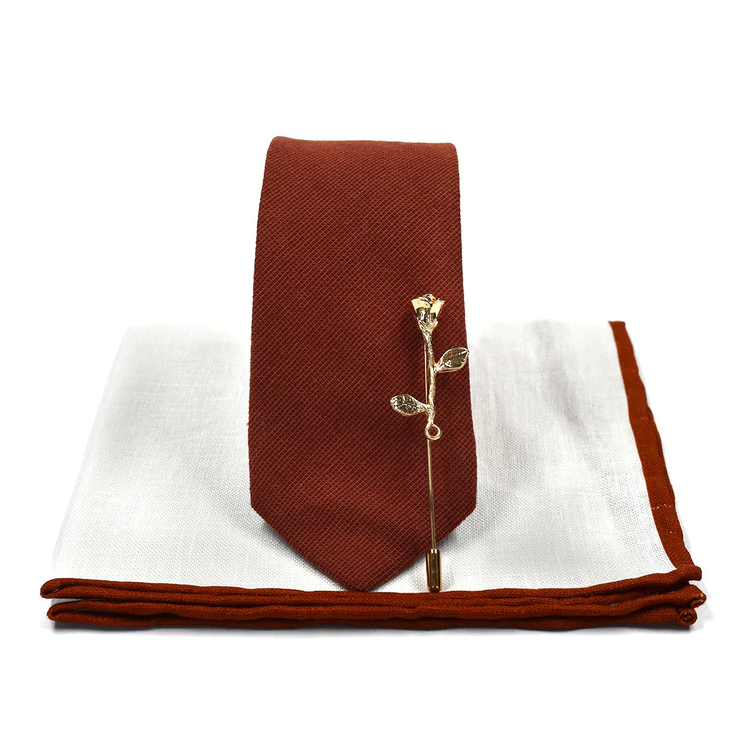 Solid Cinnamon Wedding Tie Set