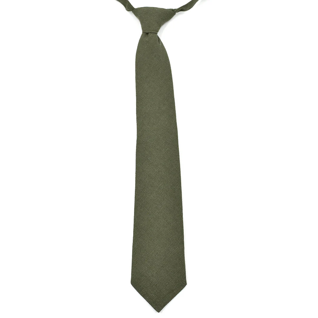 Kids Solid Olive Pre Tied Tie
