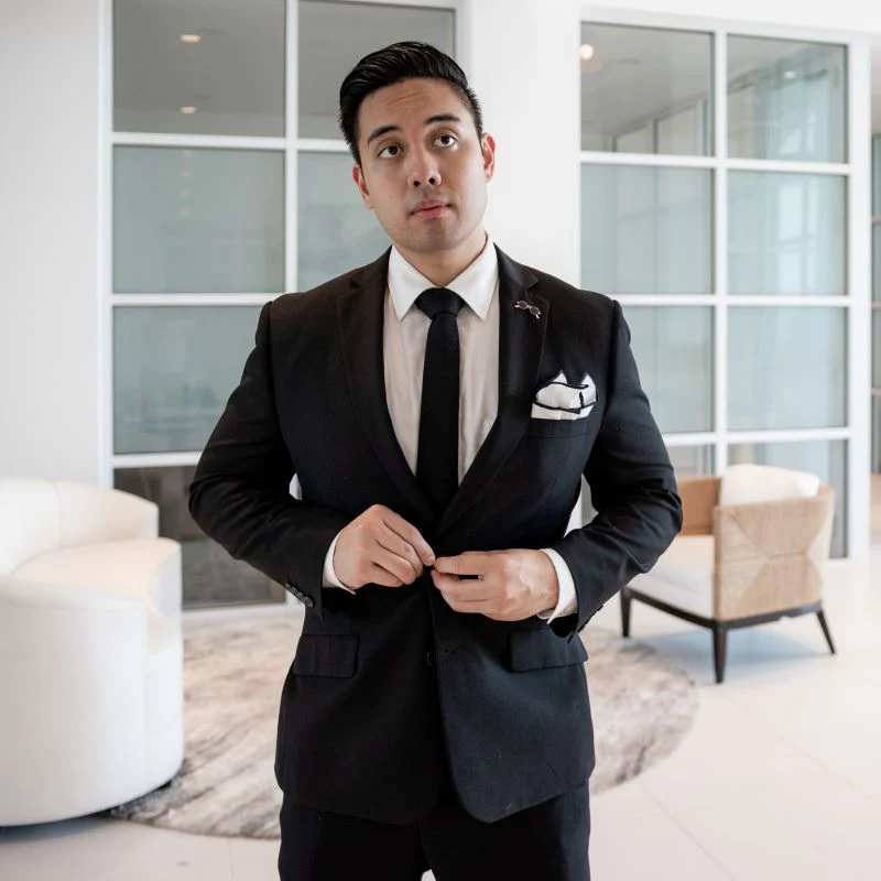 Microsuede Black Tie Set