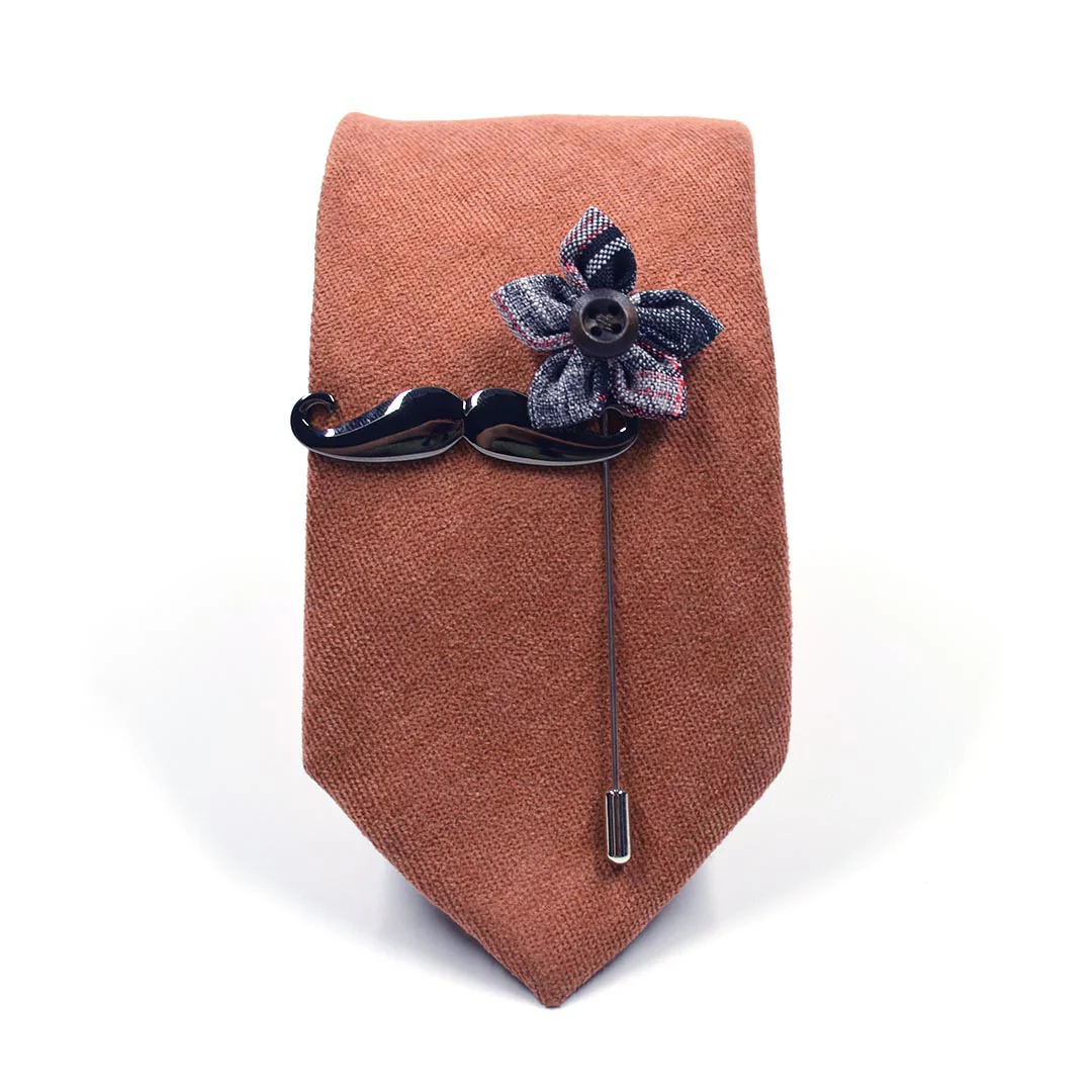 Microsuede Burnt Orange Tie Set