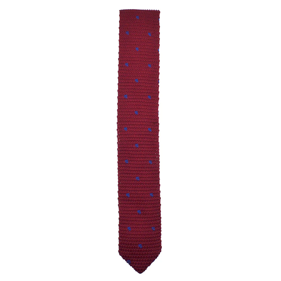 Knitted Point Burgundy Polka Dot Tie