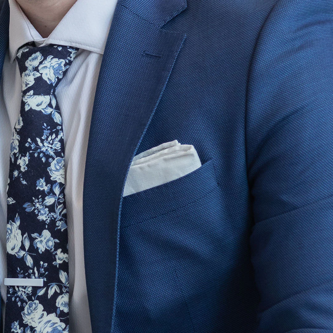 White Border Linen Pocket Square