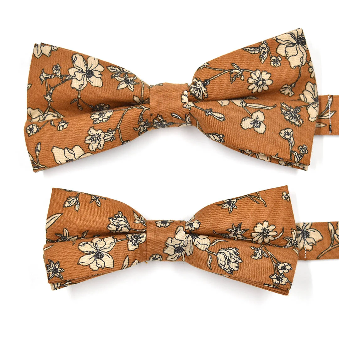 Floral Brown Pre Tied Bow Tie