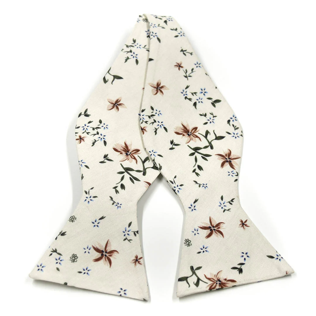 Floral Desert Cream Self Tie Bow Tie