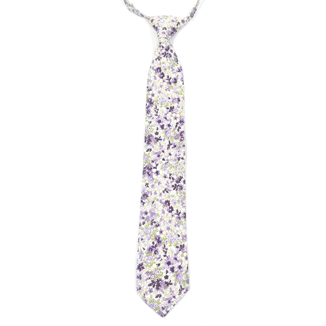 Kids Floral Lavender Tahiti Pre Tied Tie