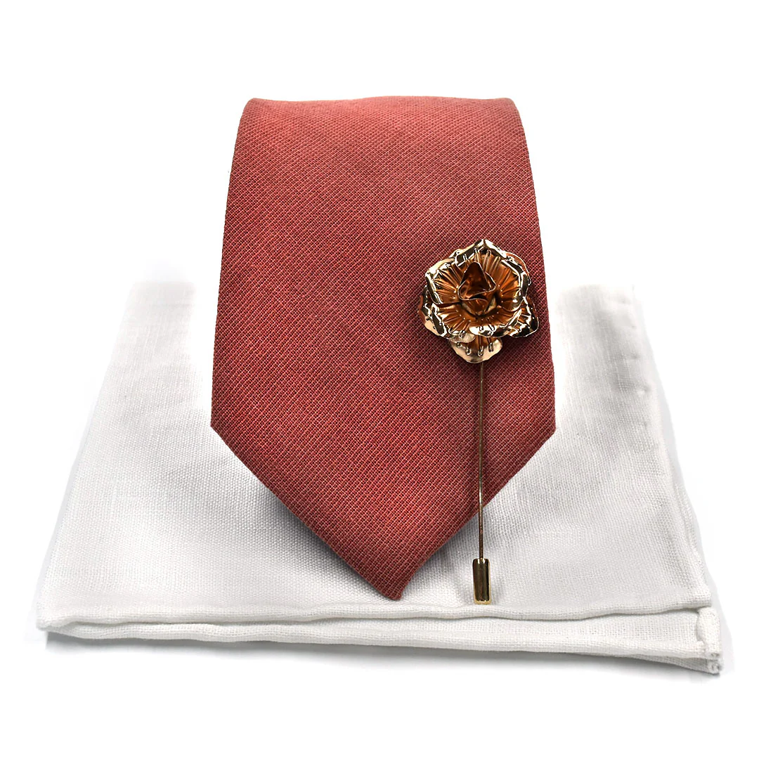 Solid Rust Wedding Tie Set