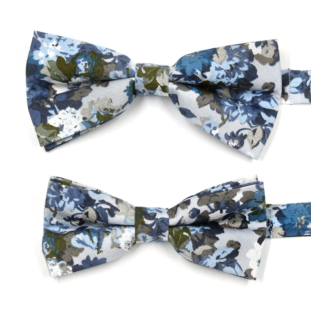 Floral Dusty Blue Pre Tied Bow Tie