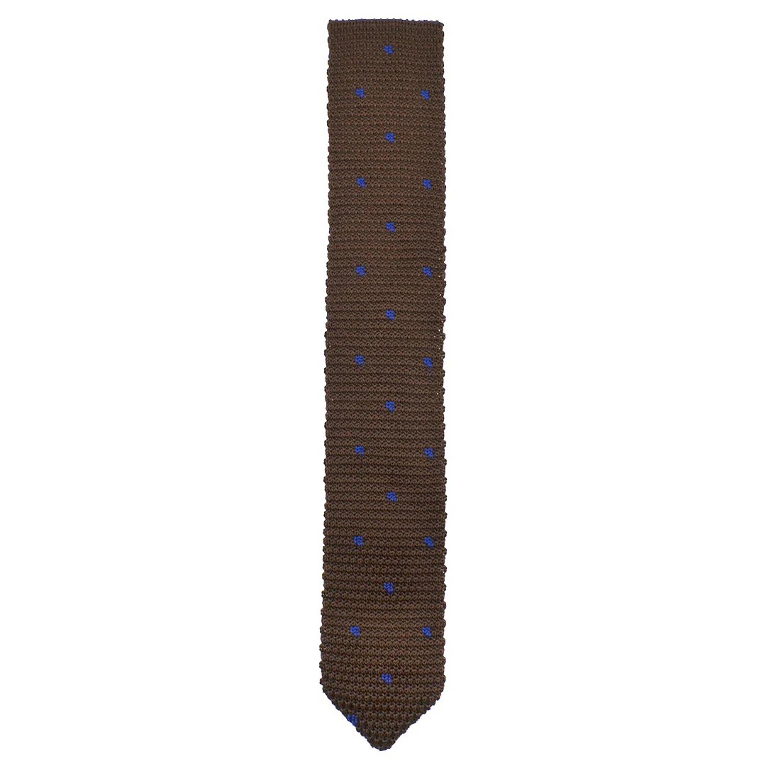 Knitted Point Brown Polka Dot Tie
