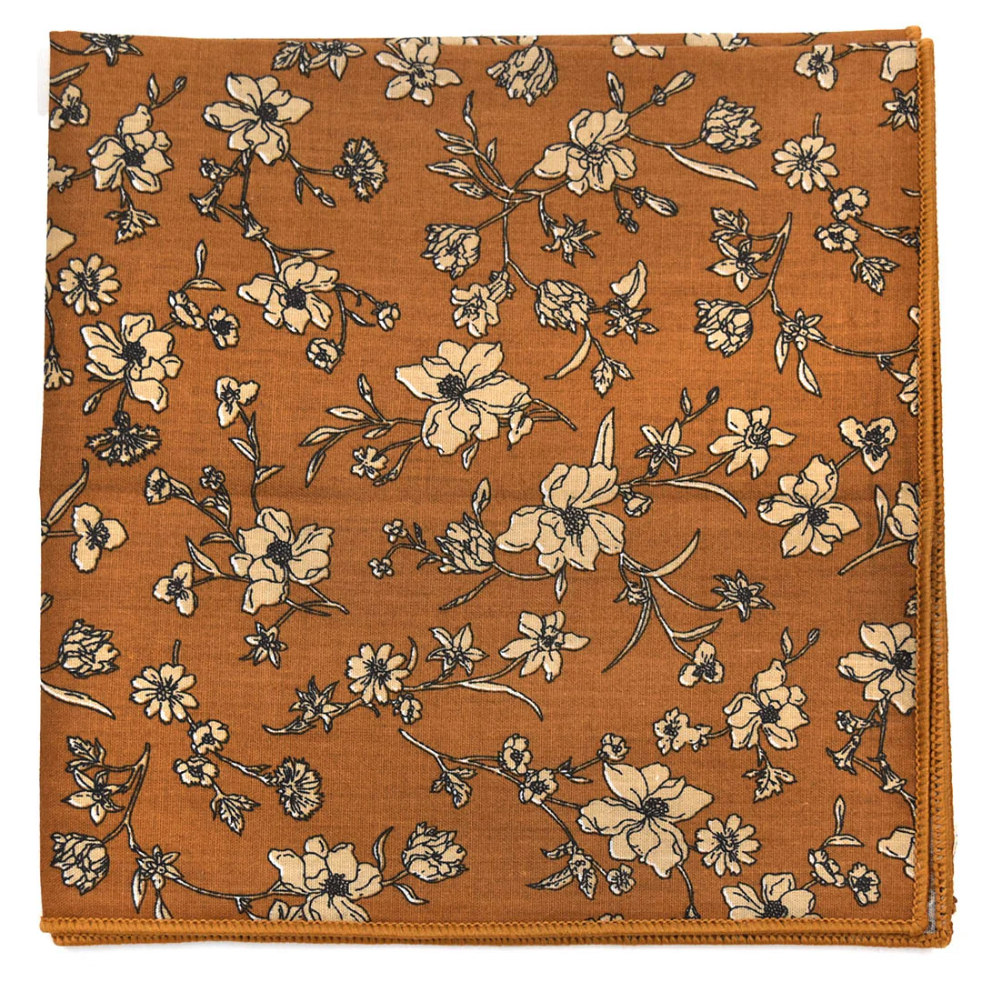 Floral Brown Pocket Square