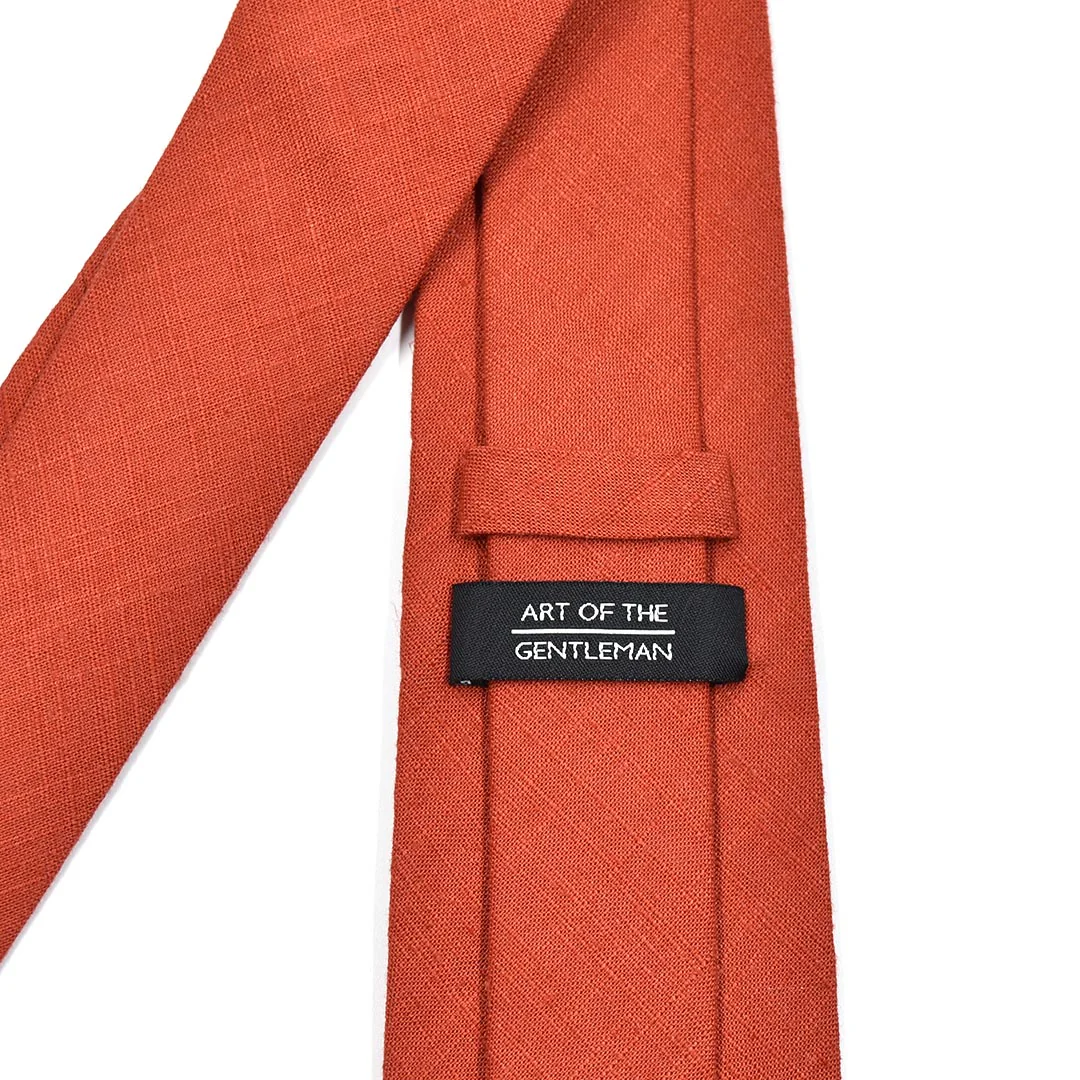 Linen Sienna Orange Tie