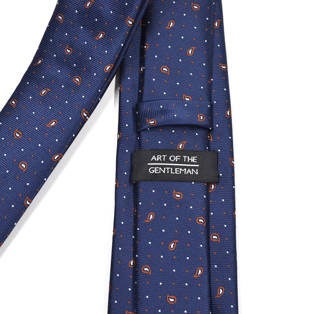 Polka Dot Paisley Navy Tie Set