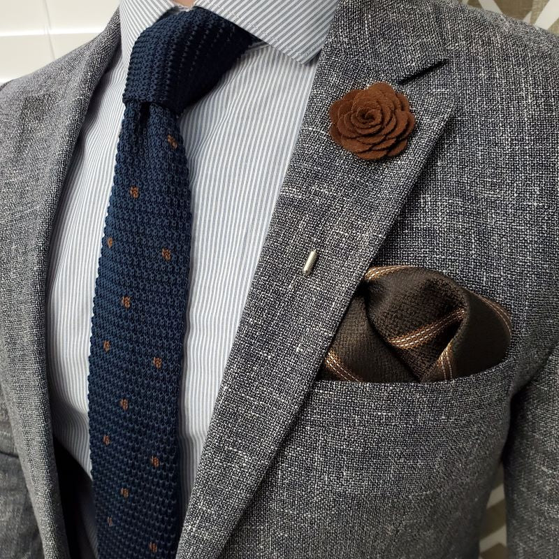 Downtown Striped Brown Pocket Square
