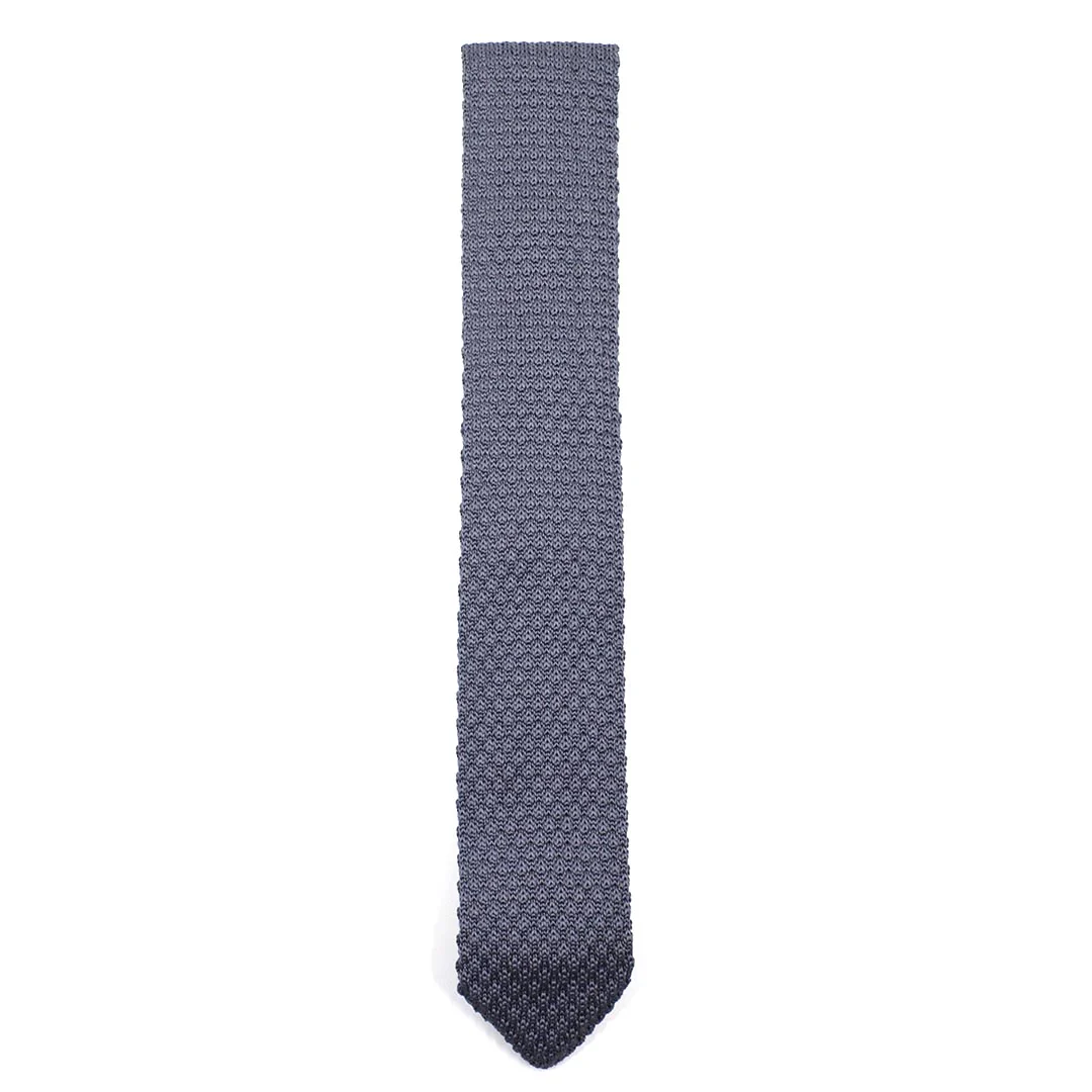Knitted Point Silver Tie