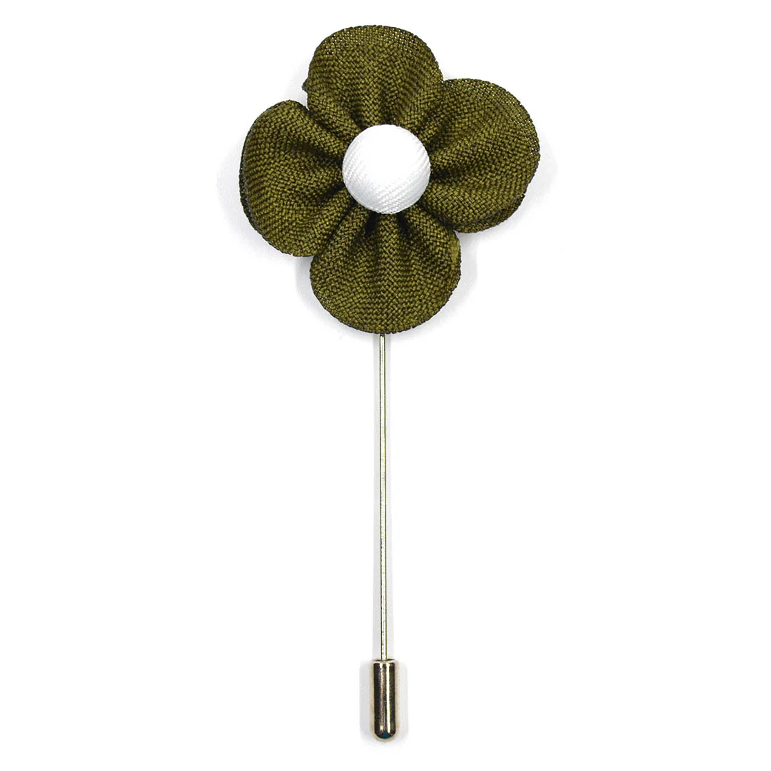 Lapel Pin - Pearl Floral Olive