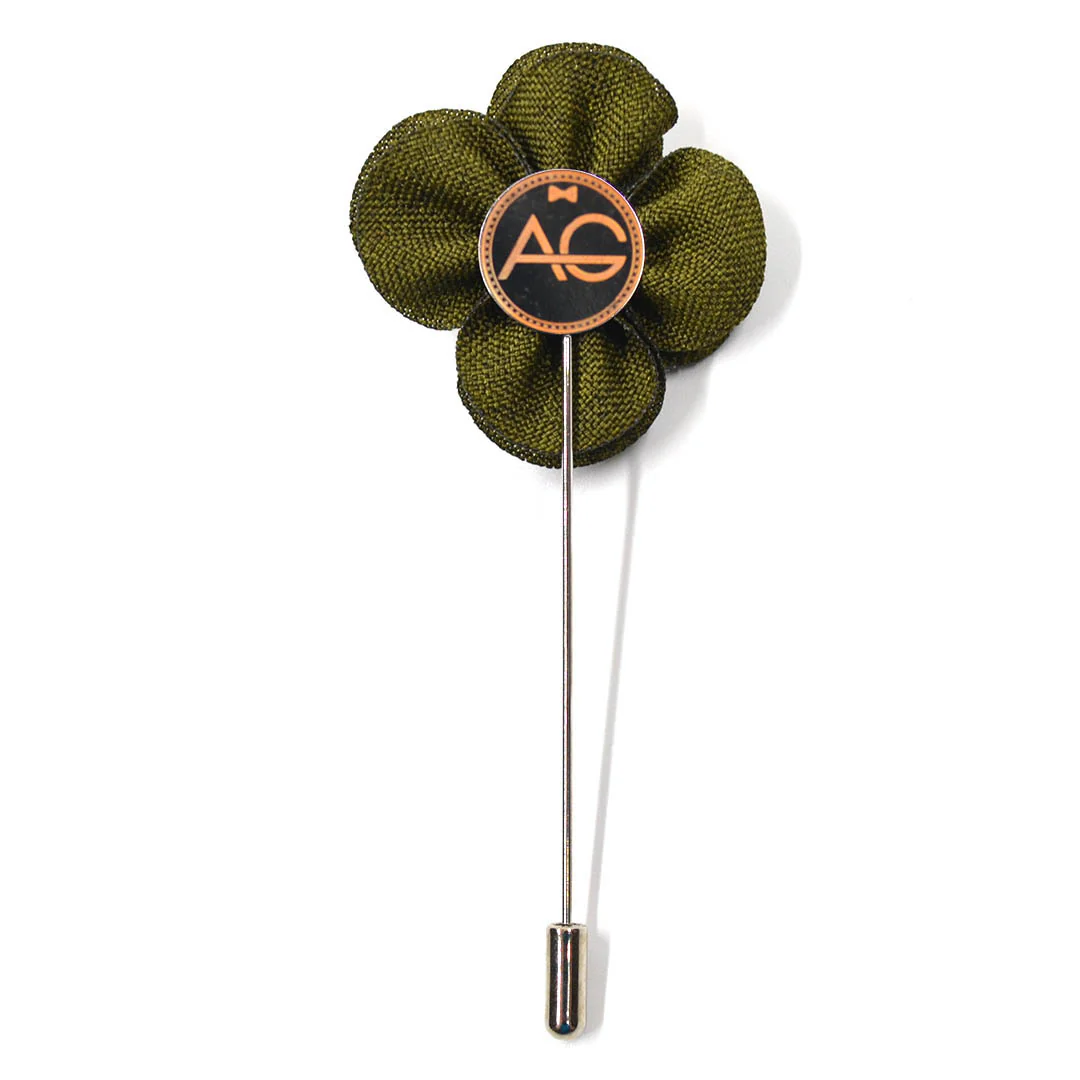Lapel Pin - Pearl Floral Olive