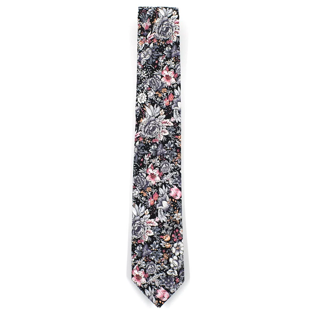 Floral Black Tie Set