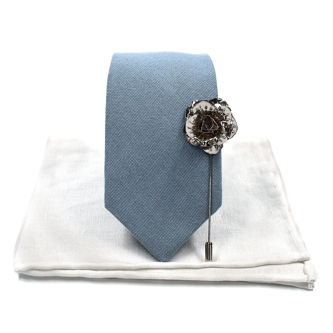 Solid Dusty Blue Wedding Tie Set