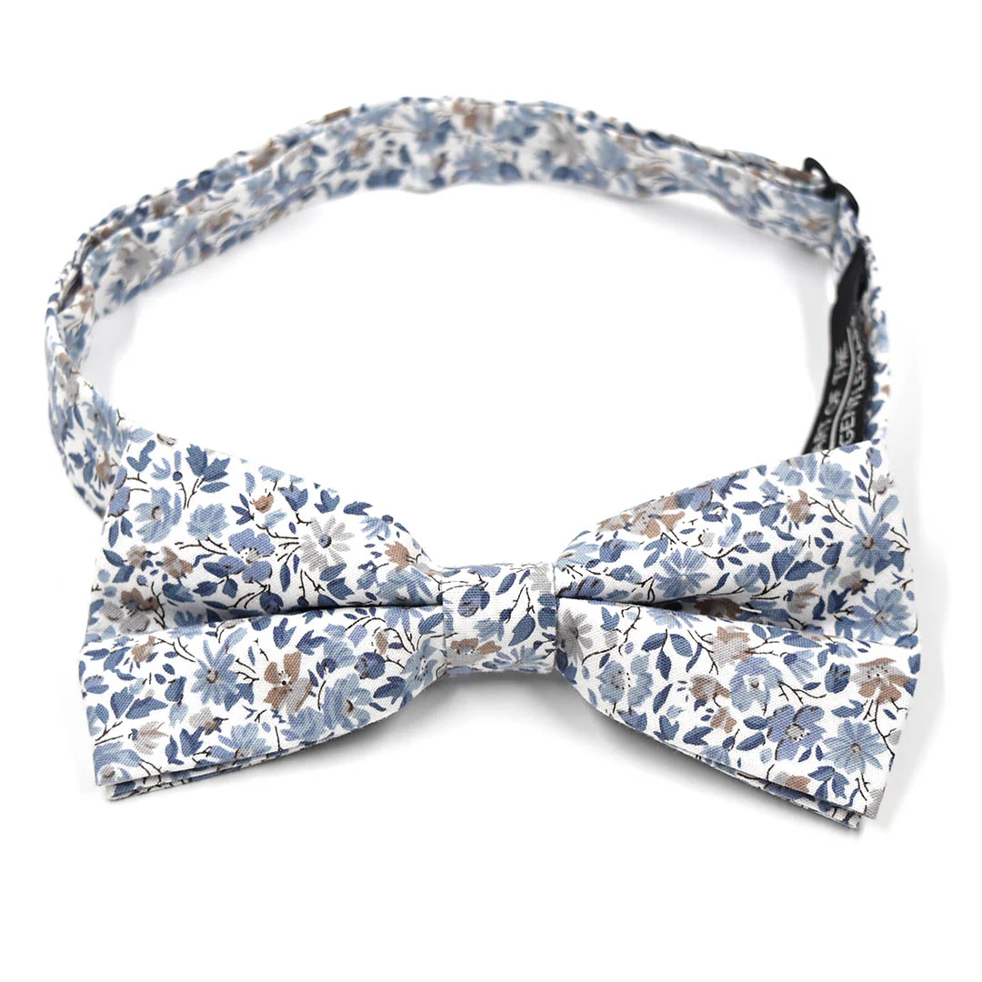 Kids Floral Mist Blue Pre Tied Bow Tie