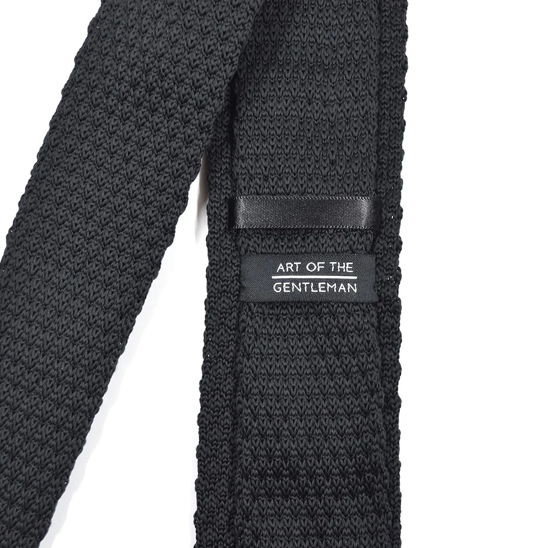Knitted Point Slate Tie