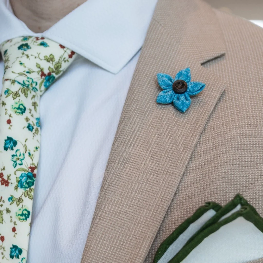 Lapel Pin - Wildflower Aqua Light Blue