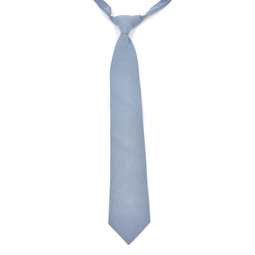 Kids Solid Dusty Blue Pre Tied Tie