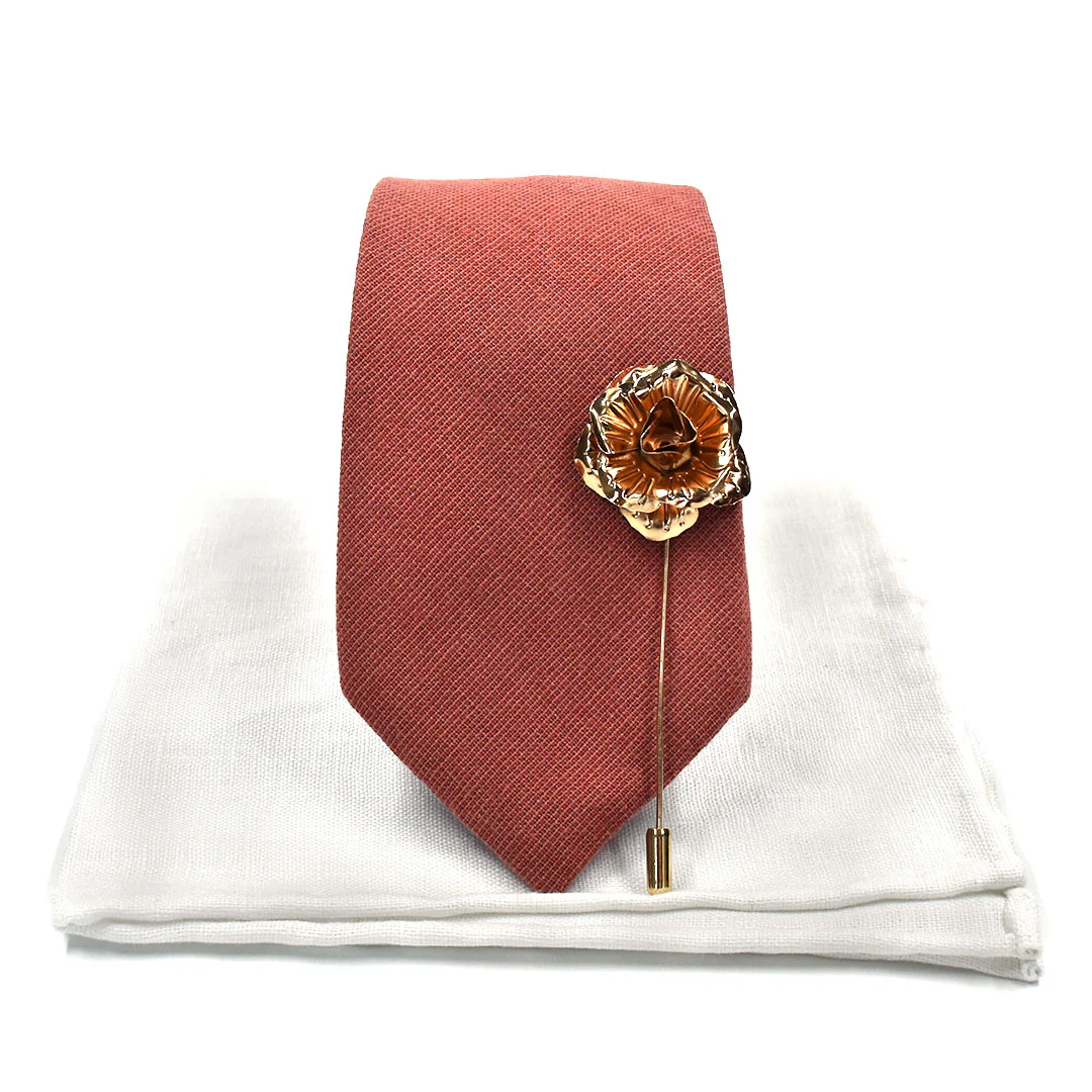 Solid Rust Wedding Tie Set
