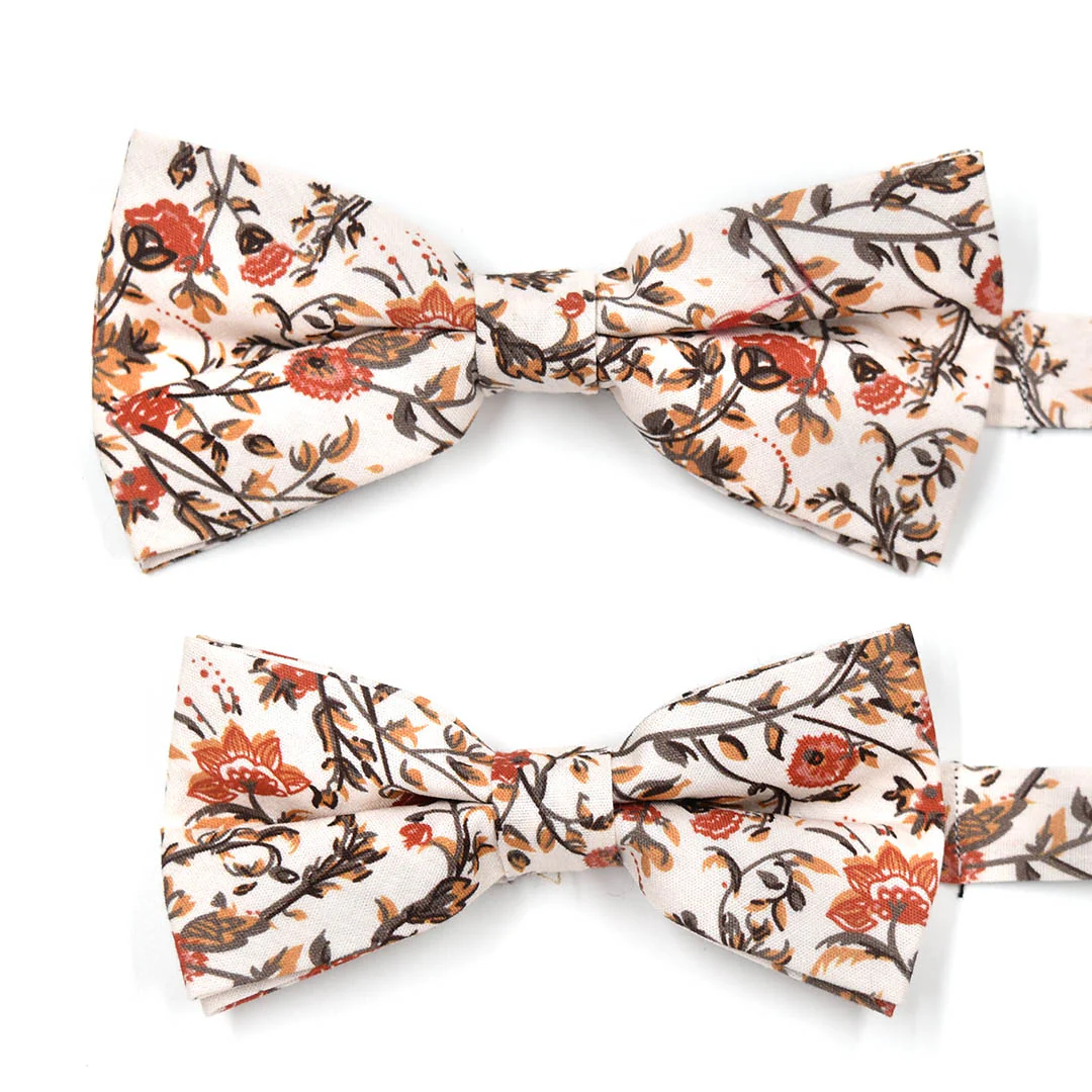 Kids Floral Rust Blooms Pre Tied Bow Tie