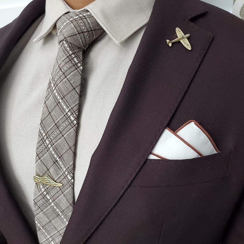 Plaid Stitches Brown Tie