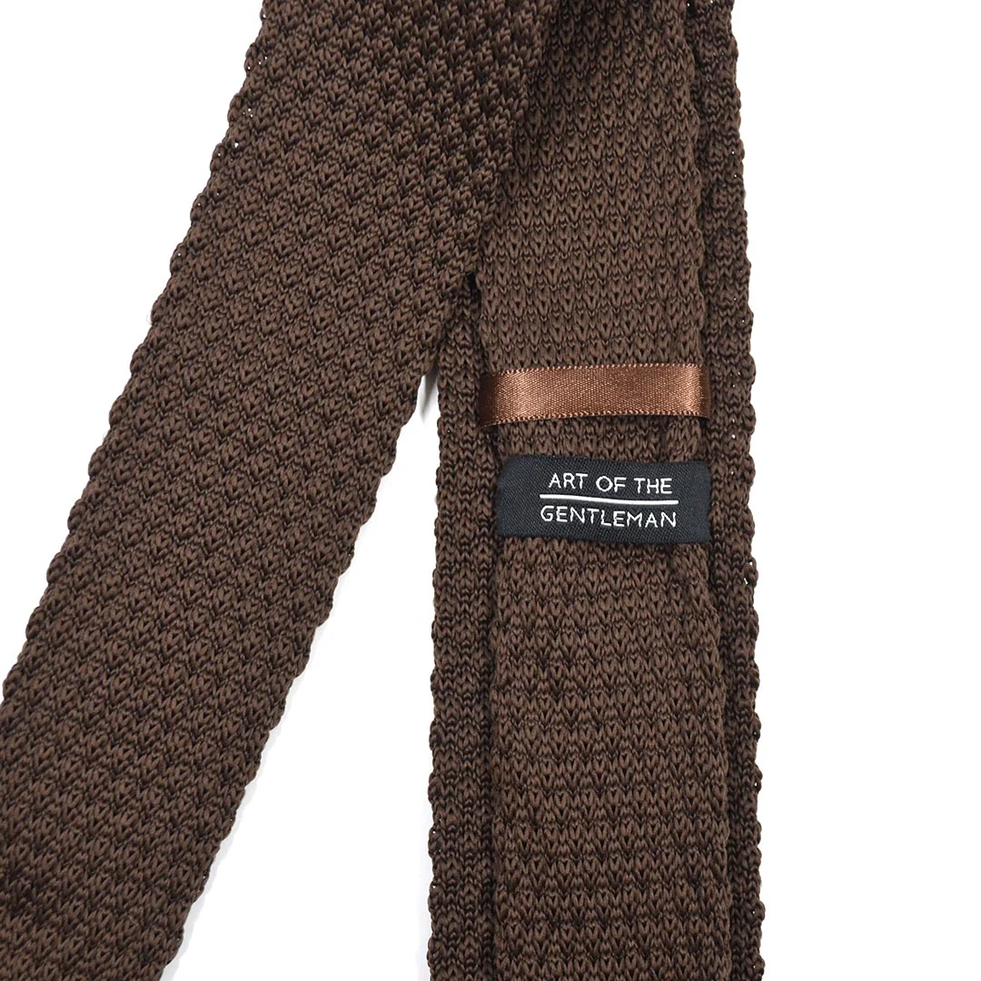 Knitted Point Brown Tie Set