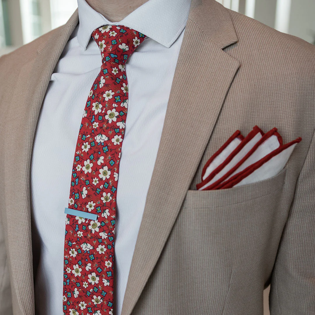 Floral Ruby Blooms Tie