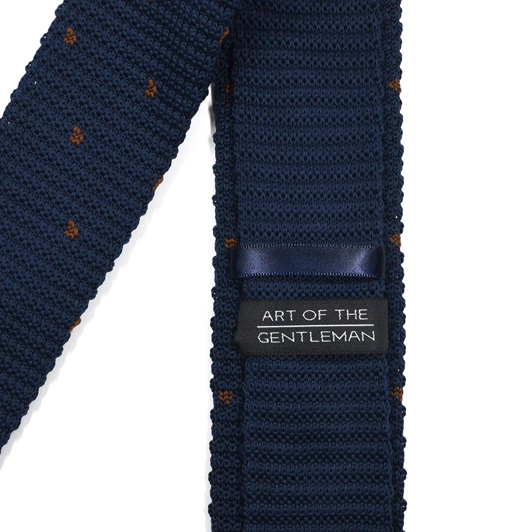 Knitted Point Navy Polka Dot Tie