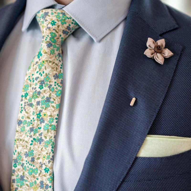Floral Aqua Sea Blossoms Tie