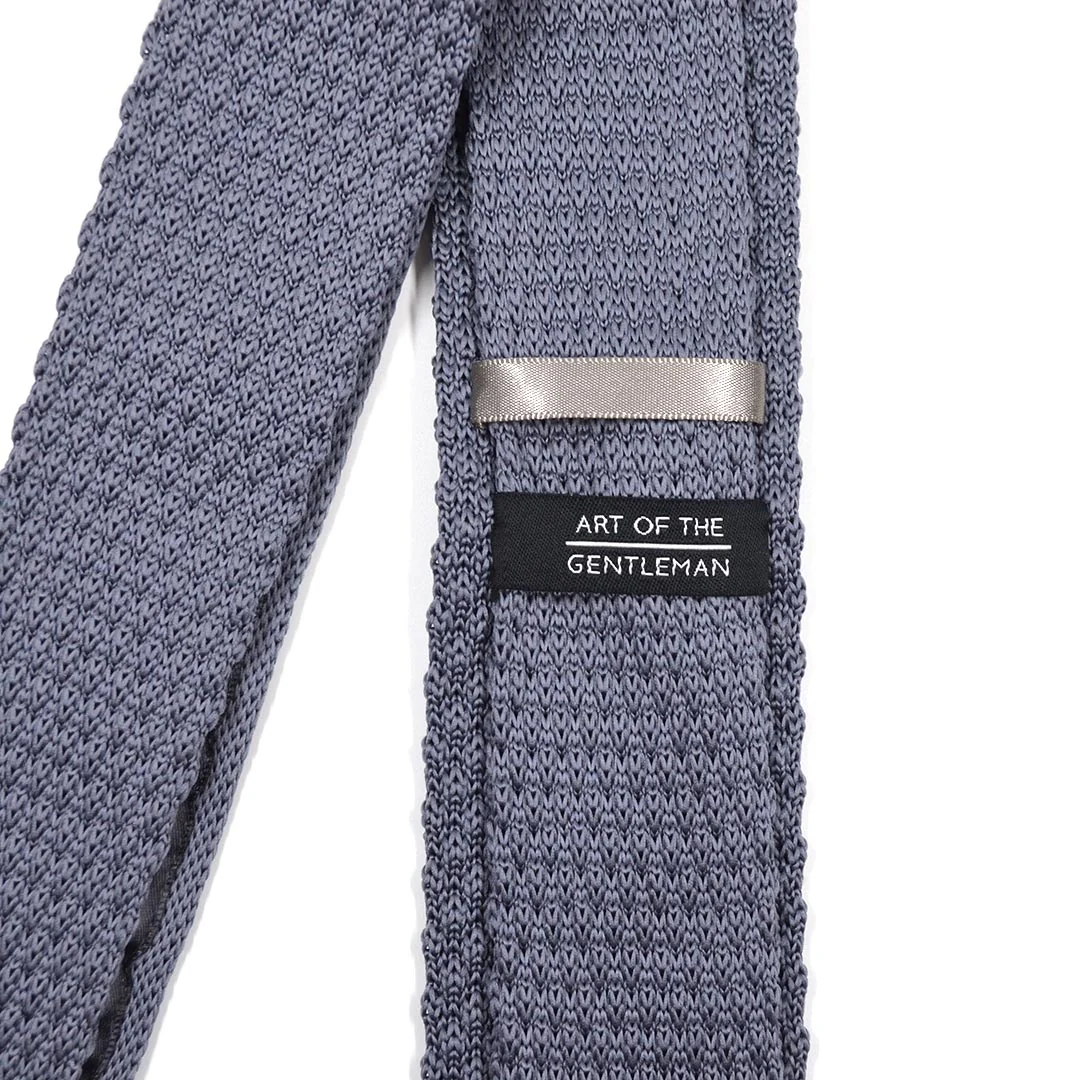 Knitted Point Silver Tie