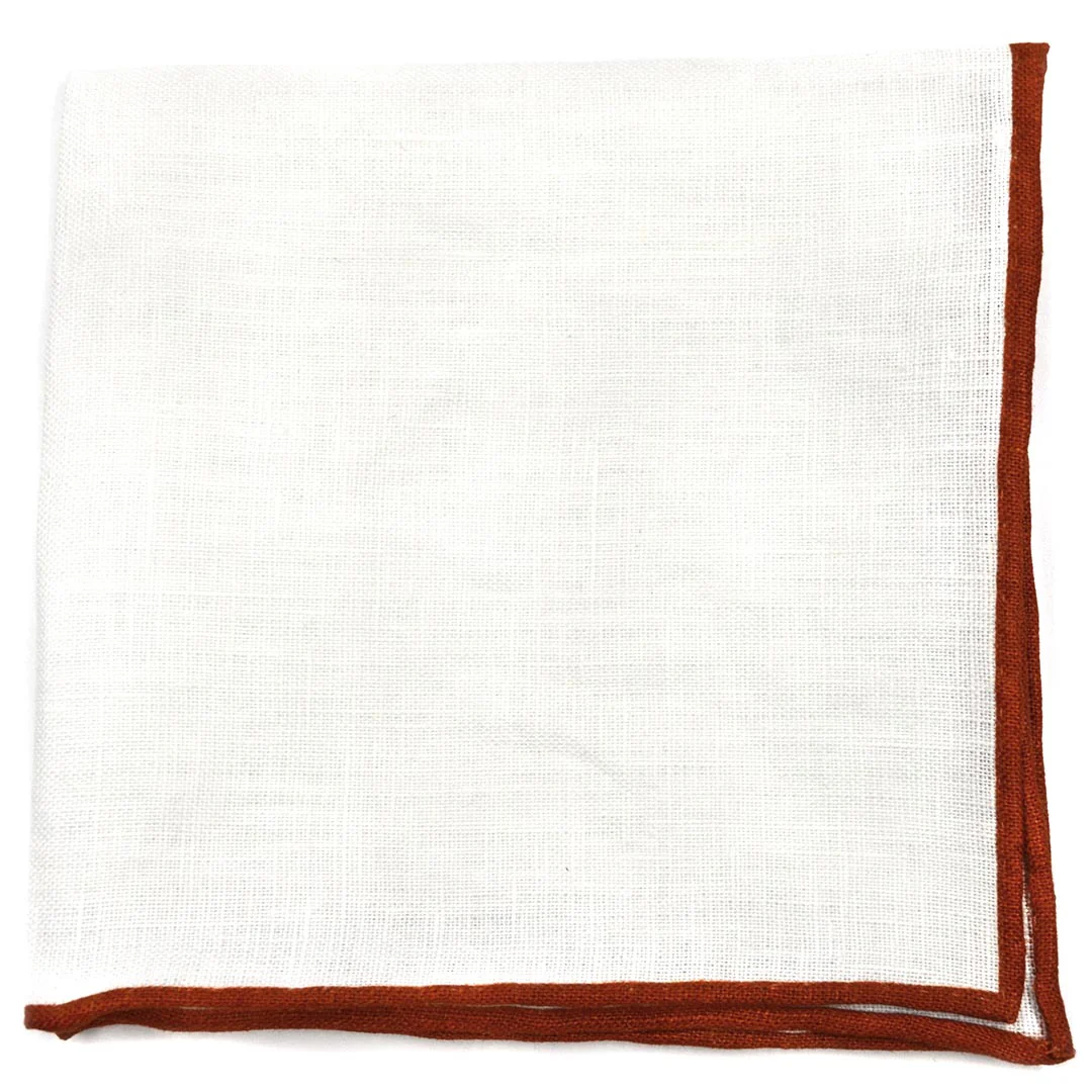 Cinnamon Orange Border Linen Pocket Square