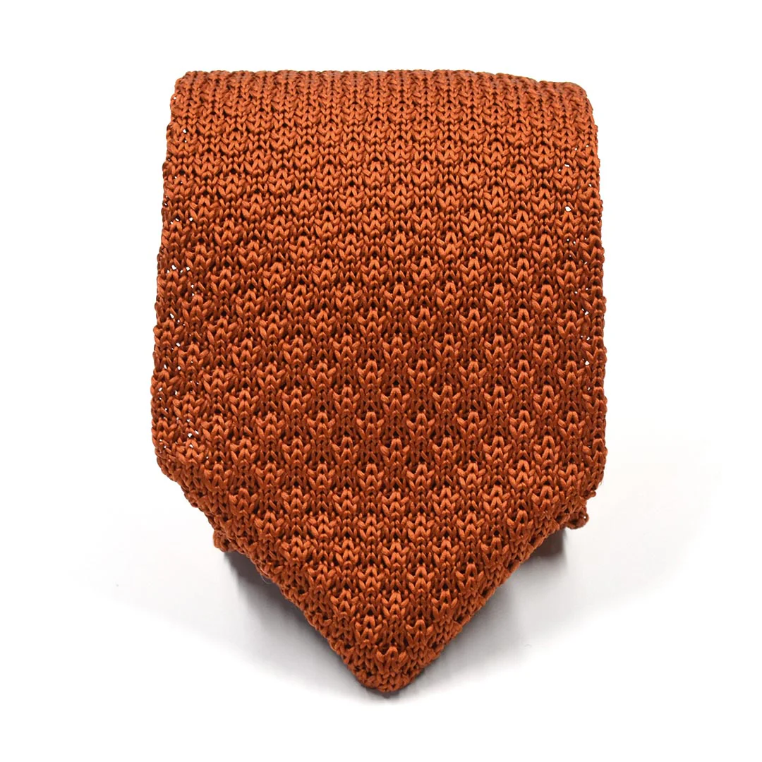 Knitted Point Burnt Orange Tie