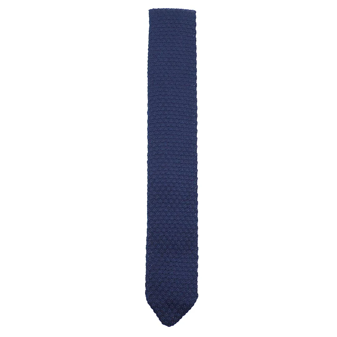 Knitted Point Navy Tie