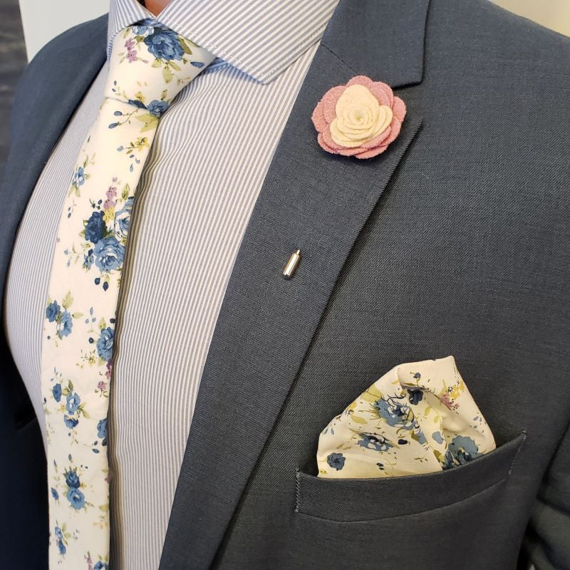 Lapel Pin - Floral Ivory Blush