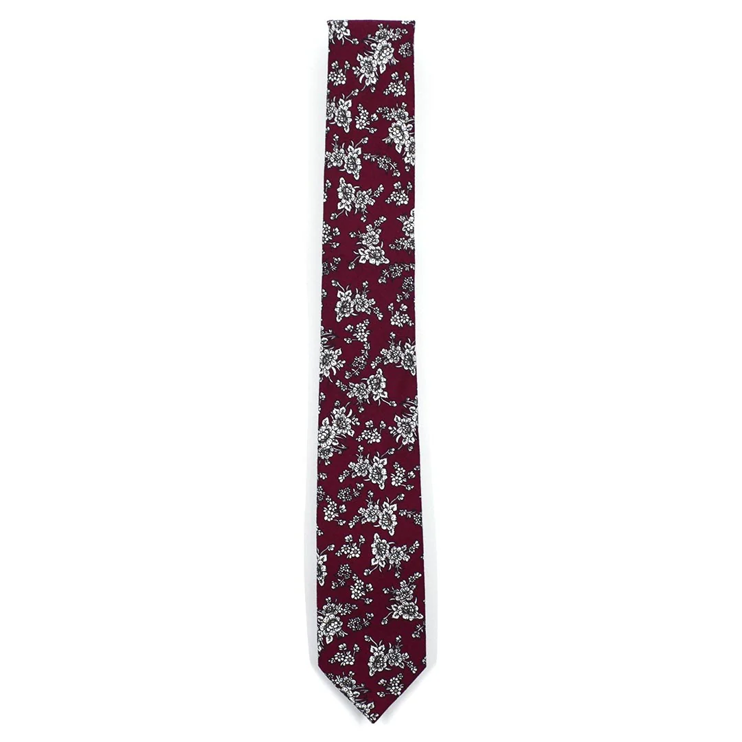 Floral Burgundy Tie