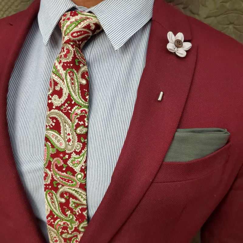 Solid Herringbone Olive Pocket Square