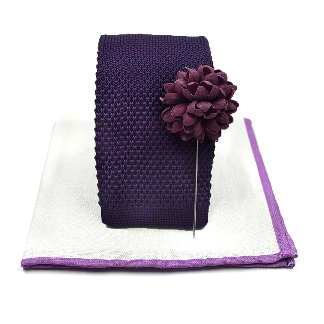 Knitted Purple Tie Set