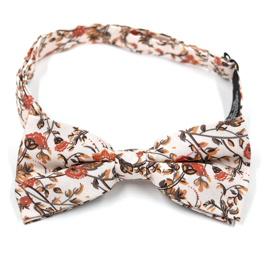 Floral Rust Blooms Pre Tied Bow Tie