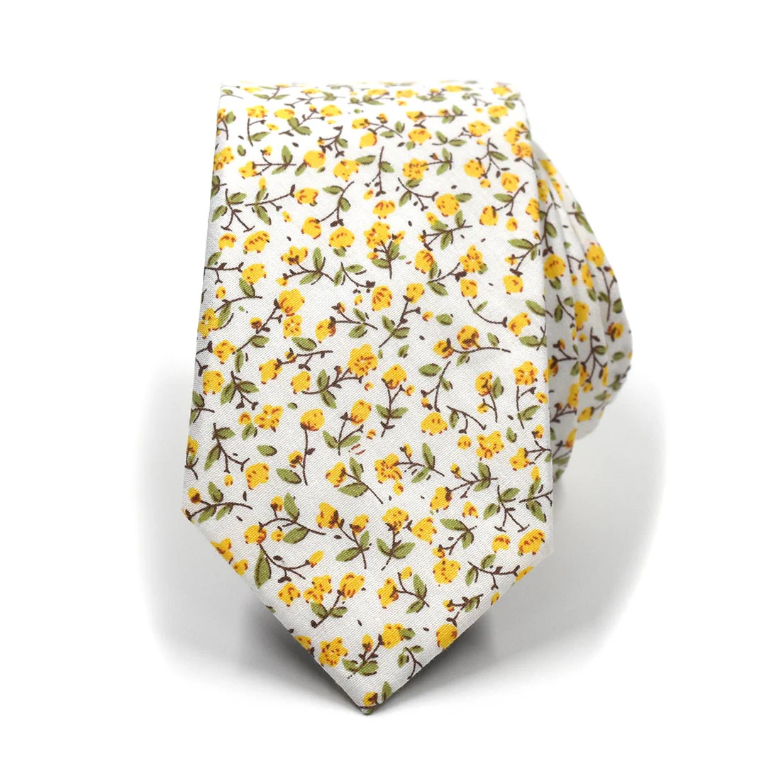 Floral Marigold Yellow Tie