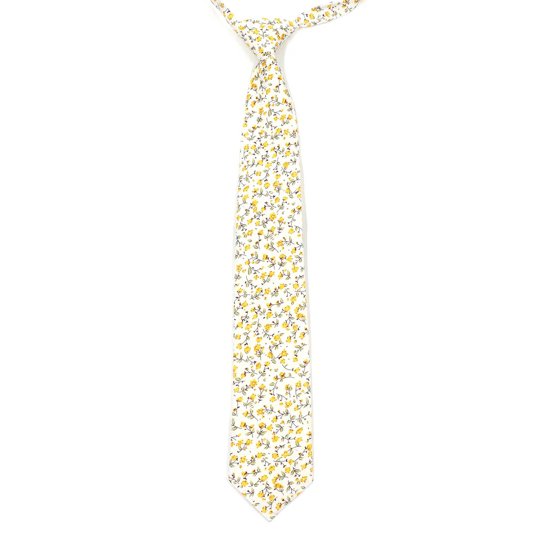 Kids Floral Marigold Yellow Pre Tied Tie