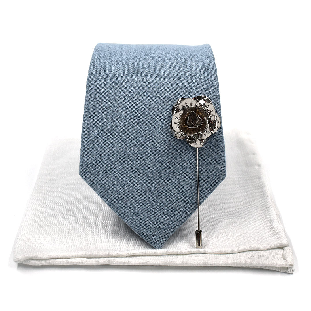 Solid Dusty Blue Wedding Tie Set