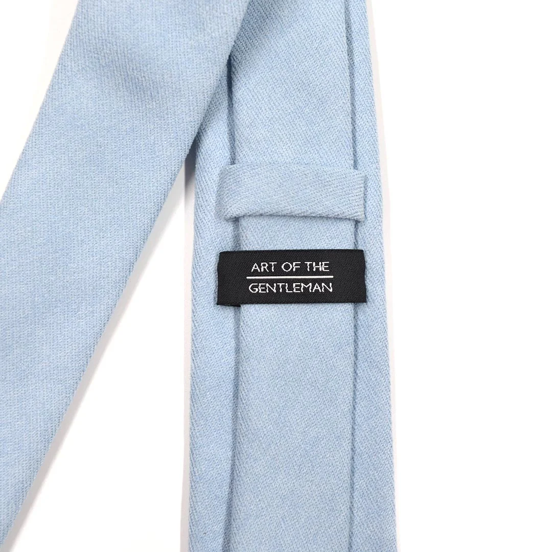 Microsuede Dusty Blue Tie Set