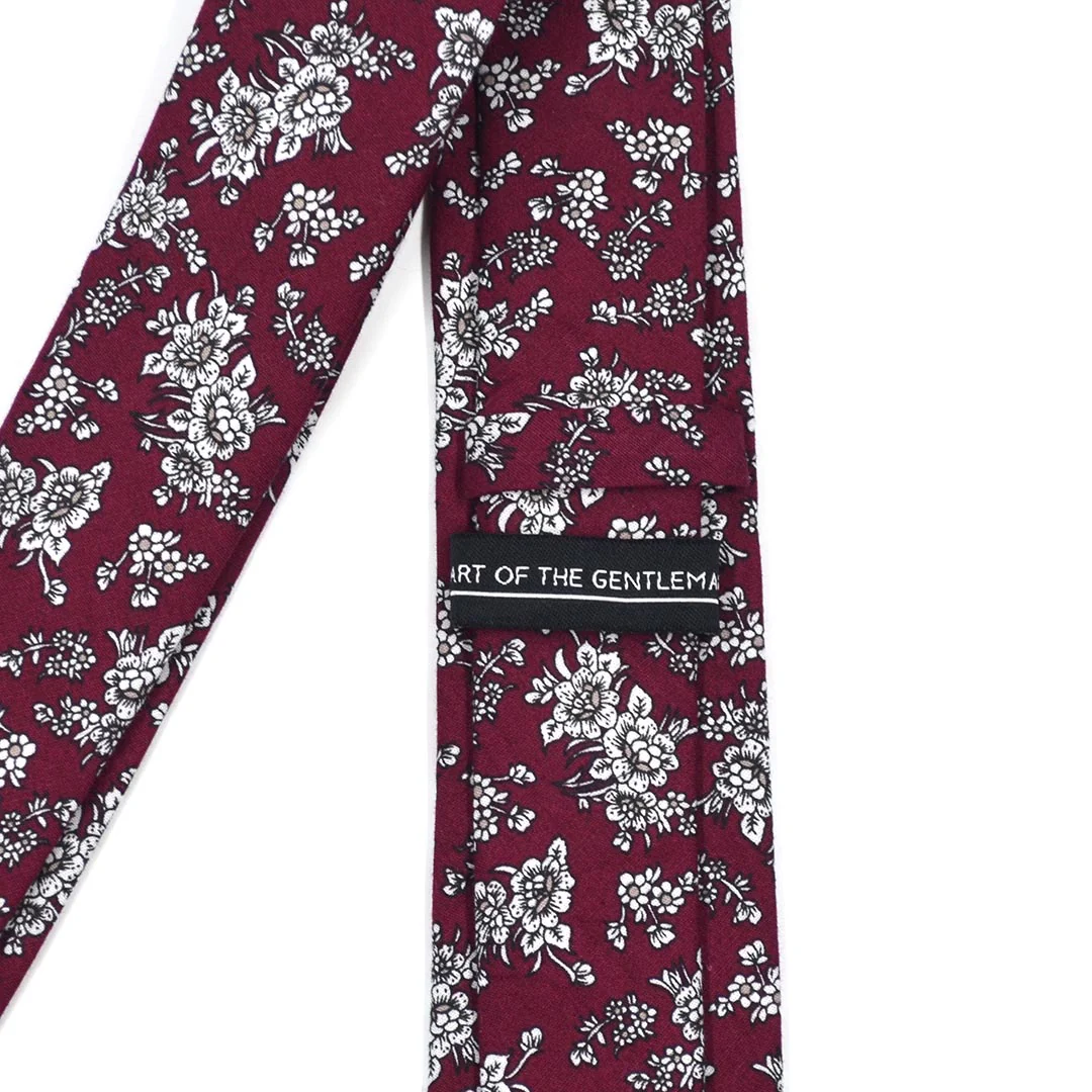Floral Burgundy Tie