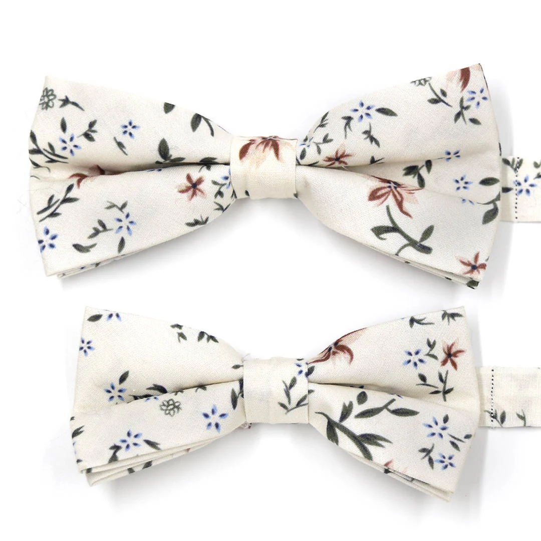 Kids Floral Desert Cream Pre Tied Bow Tie