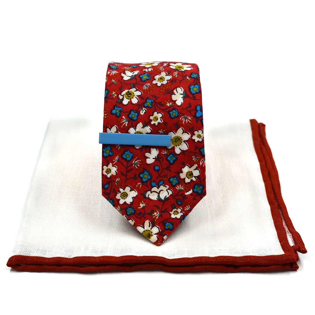 Floral Ruby Blooms Tie Set