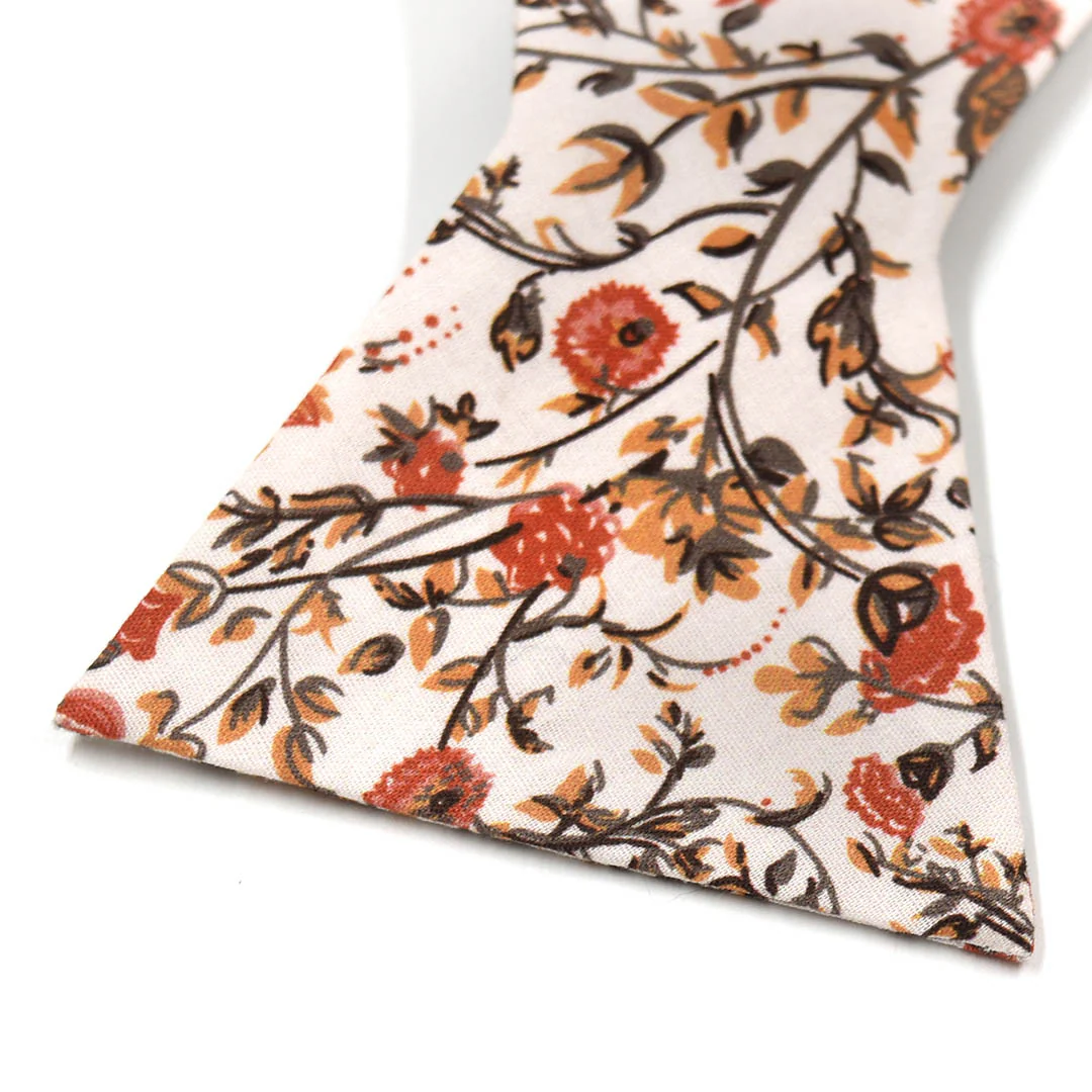 Floral Rust Blooms Self Tie Bow Tie