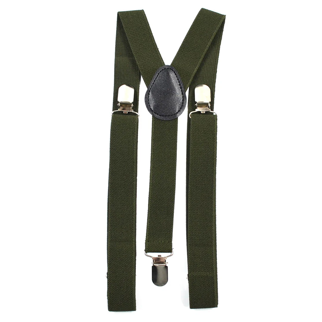Solid Olive Green Suspenders